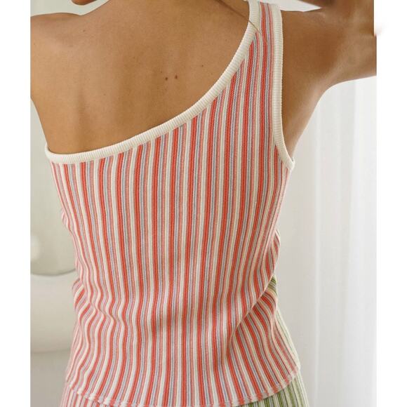 Yllw The Label Wyla Colorblock Stripe Milly Knit One Shoulder Tank Top Sz M - Picture 11 of 14